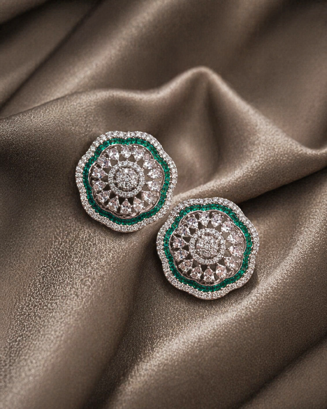 Ariyana Ear Studs | Antique 18kt Rhodium Earrings
