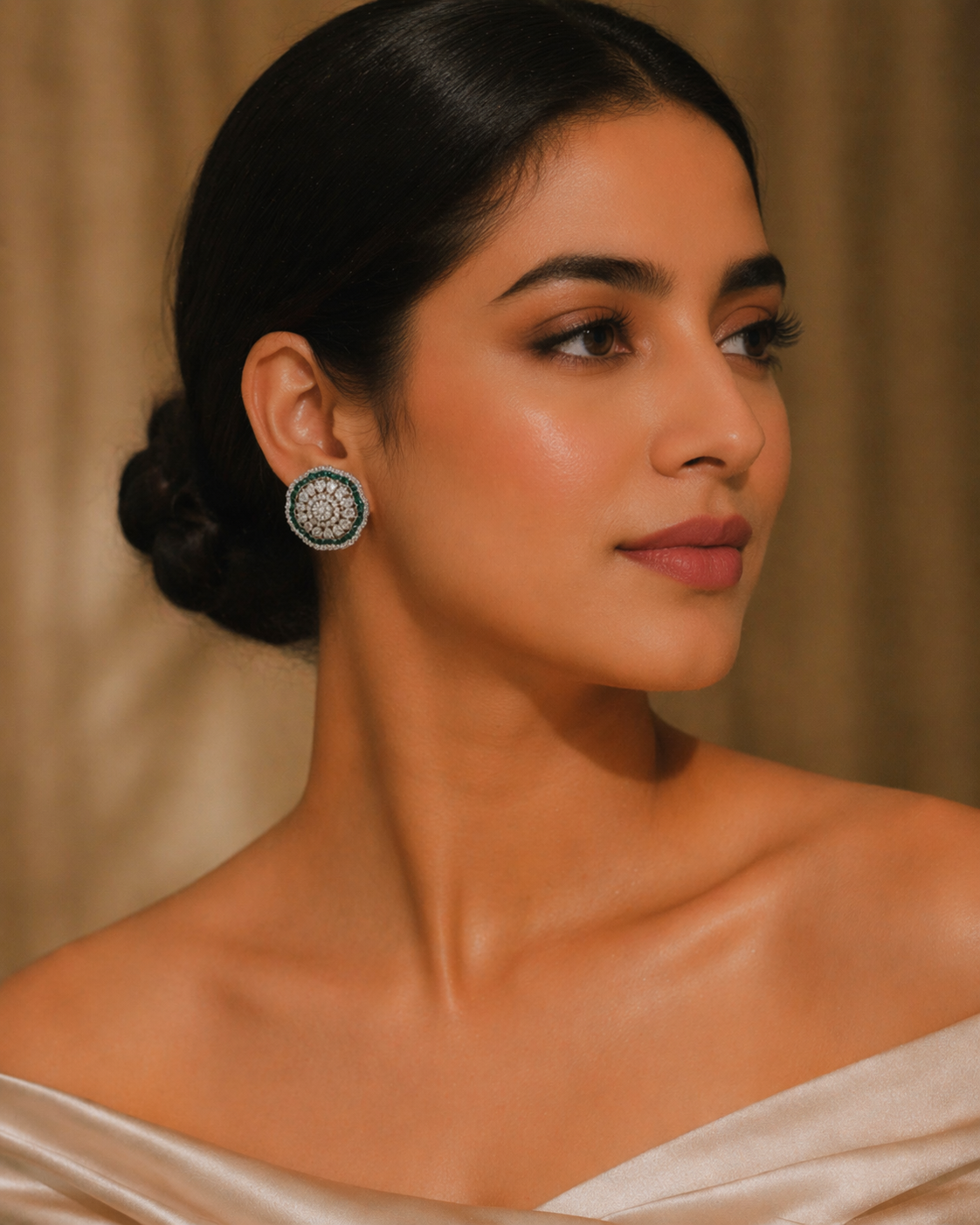 Ariyana Ear Studs | Antique 18kt Rhodium Earrings