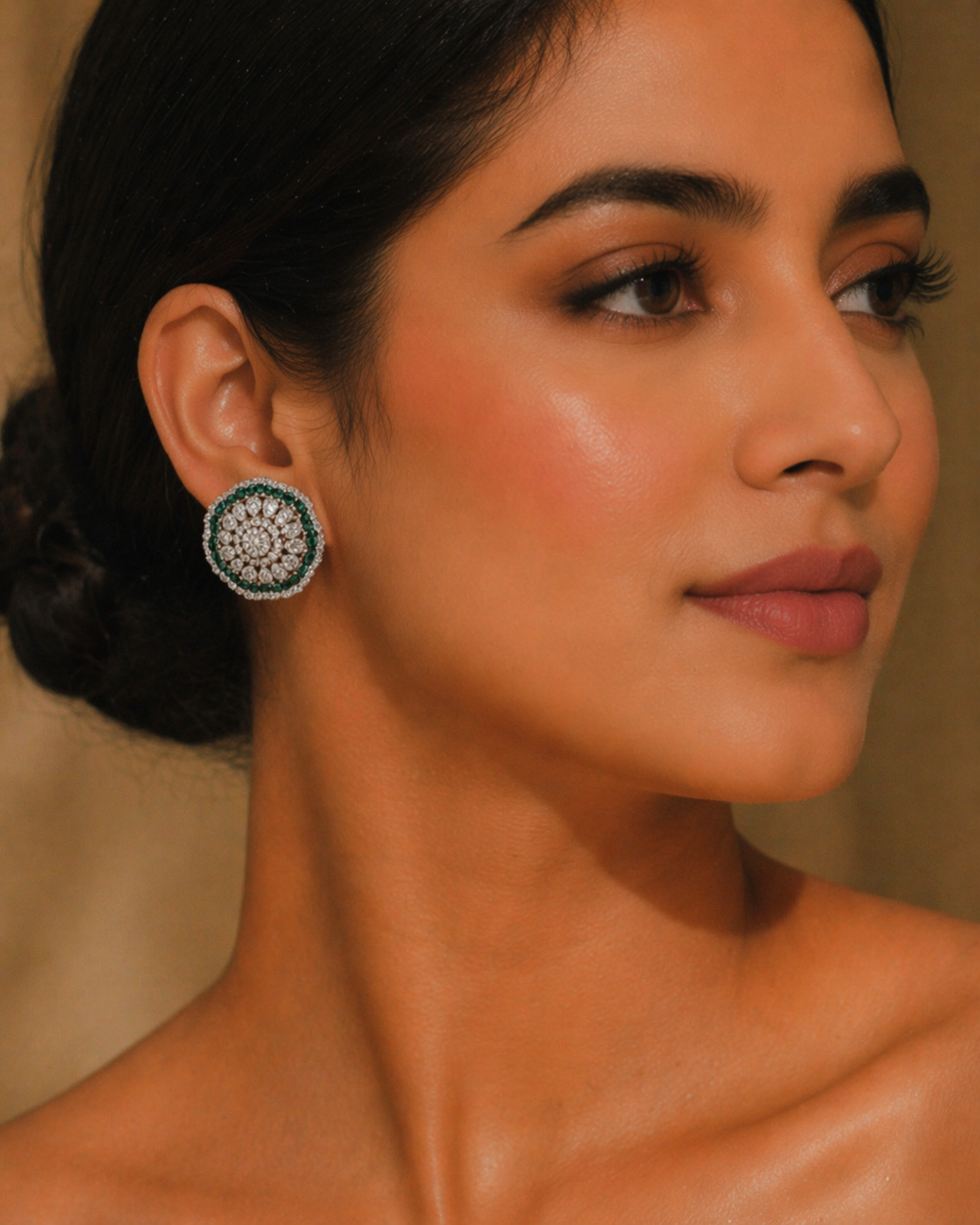 Ariyana Ear Studs | Antique 18kt Rhodium Earrings
