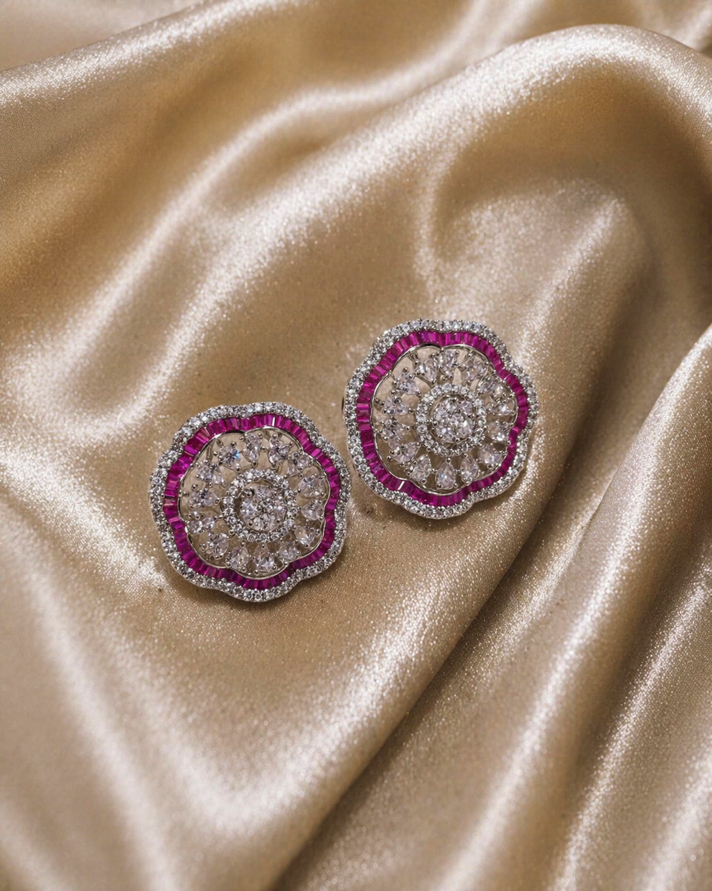 Ariyana Ear Studs | Antique 18kt Rhodium Earrings
